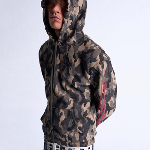 noEmosen 火焰迷彩华夫格定制380G连帽秋冬合身街头卫衣 noE