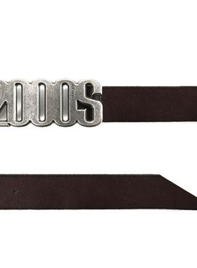 no E mosen*2000S定制金属做旧腰头扣头层牛皮 棕色裂纹褶皱皮带