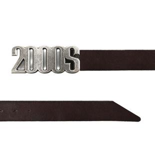 2000S定制金属做旧腰头扣头层牛皮 mosen 棕色裂纹褶皱皮带