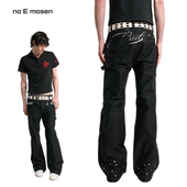 noEmosen 饰铆钉合身微喇休闲裤 noE 水洗鼹鼠皮银线刺绣装