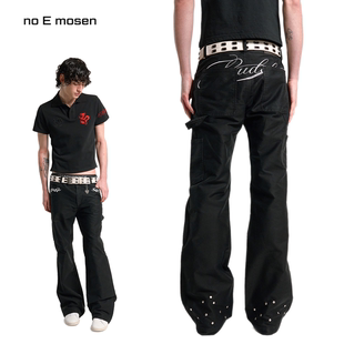 饰铆钉合身微喇休闲裤 水洗鼹鼠皮银线刺绣装 noE noEmosen