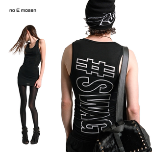 noE mosen SWAG 闪粉印花修身 背心 基础弹力街头亲肤夏季