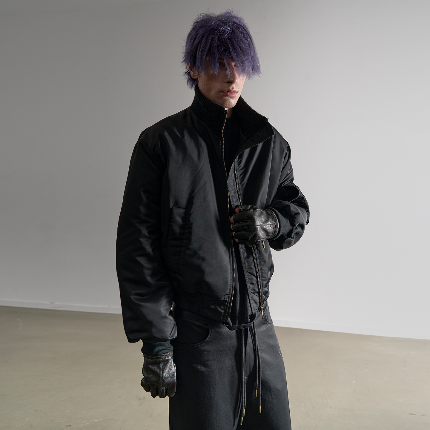 no E mosen(noE)立领可拆卸拳击手套加厚bomber夹克棉服