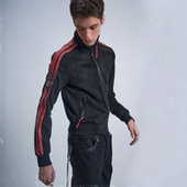 RUDE noE mosen WOLF 黑红拼接血狼绣花麂皮绒夹克