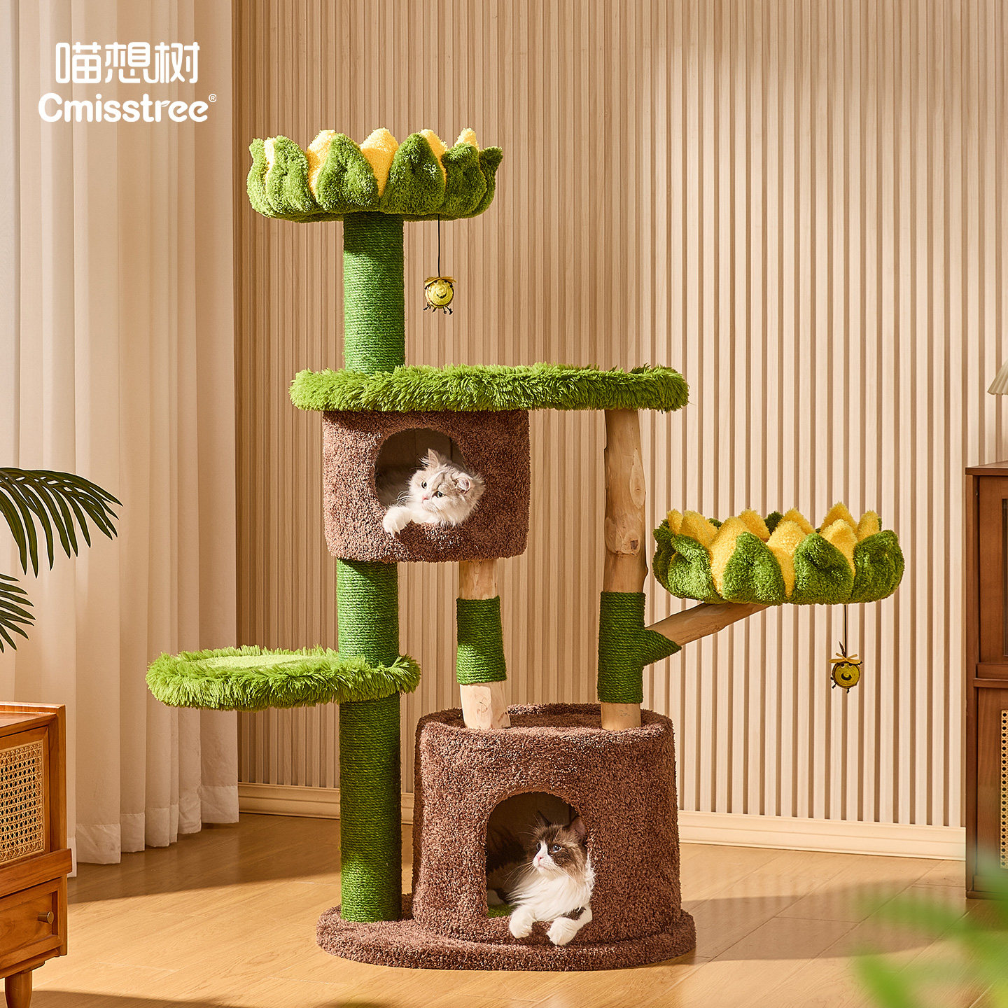 喵想树向阳树屋猫爬架缅因大猫专用小户型不占地家用猫架窝树一体
