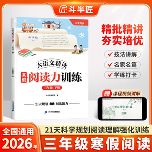 斗半匠2026语文寒假阅读力训练三年级下册作文字帖寒假衔接作业 三四五六年级下大语文精读阅读训练理解100篇专项训练书小学人教版