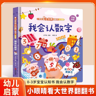 小眼睛看大世界翻翻书（认知版）-我会认数字 幼儿数学启蒙早教绘本 0-3岁宝宝数字认知书趣味翻翻页设计基础数数启蒙训练