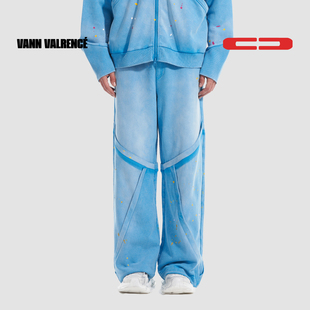 【张真源同款】VANN VALRENCE 水洗做旧泼墨垂感直筒休闲纯棉卫裤