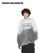 VANN 姜云升同款 VALRENCE渐变黑白混色加绒染色工艺连帽卫衣