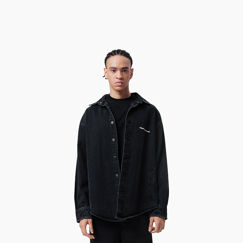 牛仔破洞情侣款宽松衬衫外套