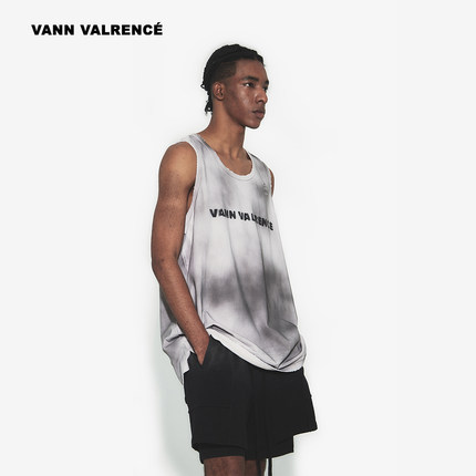 【王栎鑫同款】VANN VALRENCE喷染针织背心破坏字母印花坎肩上衣
