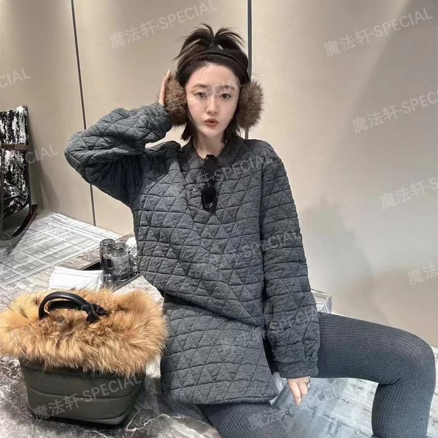 纯色夹棉短裙套装两件套