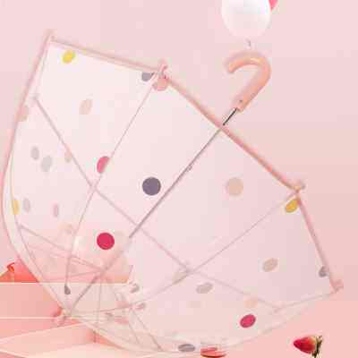 儿童夏季雨伞女童宝宝波点可爱透明小学生拍照轻便可爱透明儿童伞