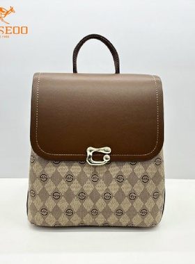 SEOSEOO九州袋鼠女包正品2025新款百搭印花双肩包旅游单肩包78641