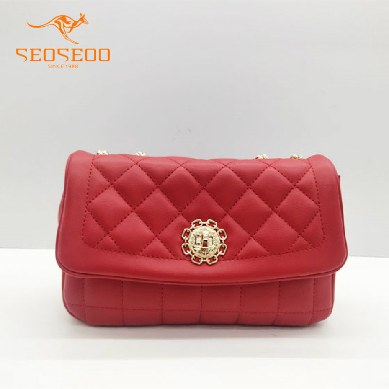 seoseoo南奥九州袋鼠女包正品2023新款时尚真皮菱格潮小方包74189