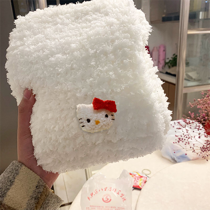 围巾手工diy毛线编织珊瑚绒HelloKitty猫爪女冰线条冬季送男朋友