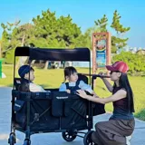 Дорожная детская складная коляска для близнецов с сидением для кемпинга, можно сидеть и лежать