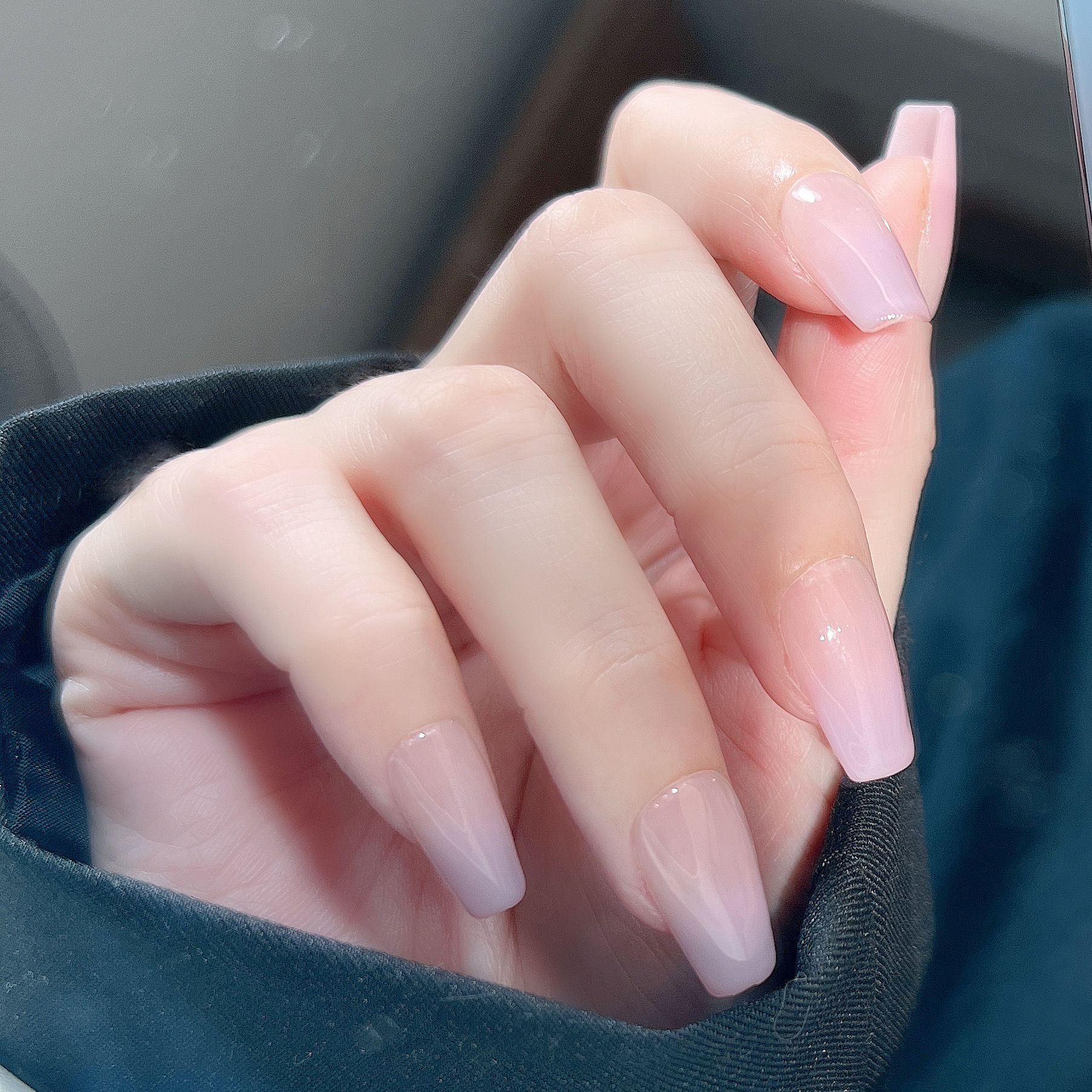 【断码】纯手工穿戴甲实拍气质芋泥控纯色渐变光疗美甲指甲贴片