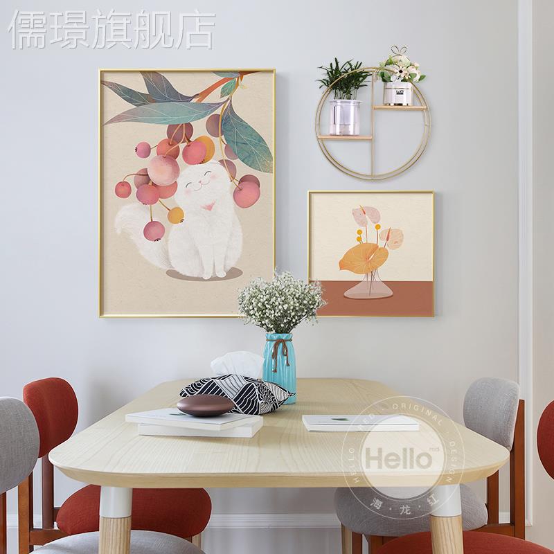 网红北欧厅轻奢饭装饰画现代简约饭厅壁画水果花卉画餐饰桌墙面装图片