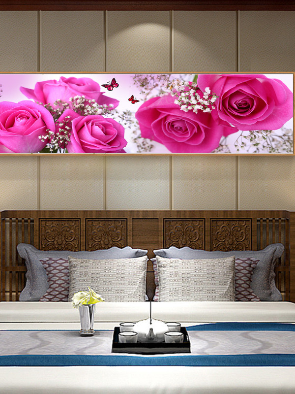 网红现代简约客厅沙发背景墙挂画温馨卧室床头装饰画玫瑰房间单幅