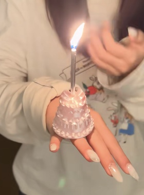蜡烛蛋糕造型戒指ins风生日首饰高颜值小众手指装饰写真出片配饰