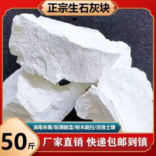 生石灰块粉50斤鱼塘消毒杀菌驱虫净水刷树养殖吸潮干燥剂土壤白灰