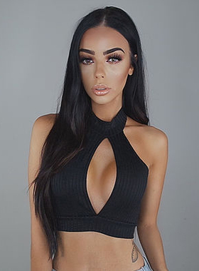 Sexy High Neck Short Slim Tank Top 性感高领短款修身背心上衣