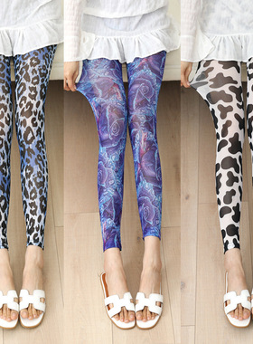 Ice silk mesh leopard print nine-inch pants 冰丝网纱豹纹长裤