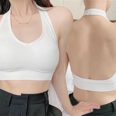 纯色美背抹胸挂脖背心