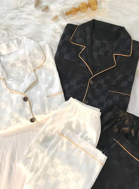 Fashion shirt pants couple pajama suit 衬衣长裤情侣睡衣套装