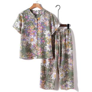 Middle-aged lady shirt trouser set 中年女士 短袖衬衫长裤套装