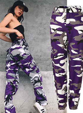 Camo printed high-waisted casual overalls 迷彩印花高腰工装裤