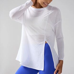 罩衫 Yoga 女Women Sleeve Shirt Long 开叉宽松轻薄显瘦瑜伽长袖