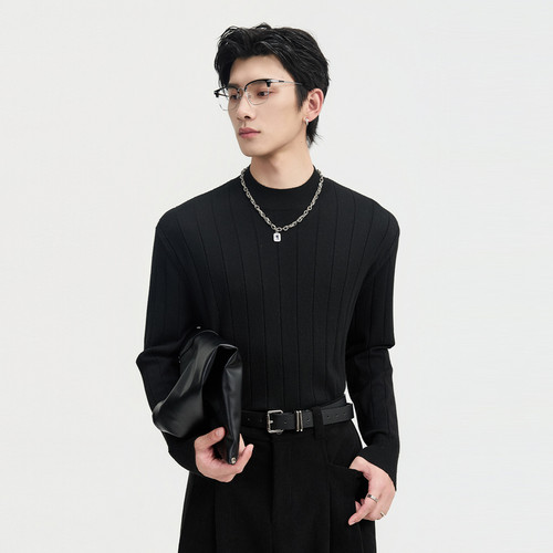 {含山羊绒}伯爵卓尔25秋季半高领打底针织衫男高级感保暖毛衣内搭