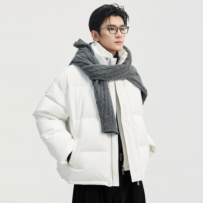 {假两件立领设计}伯爵卓尔25冬季高充绒量羽绒服保暖男士短款外套