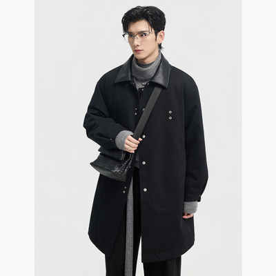 伯爵卓尔2025冬季中长款羽绒服撞色皮领设计男复古工装保暖外套