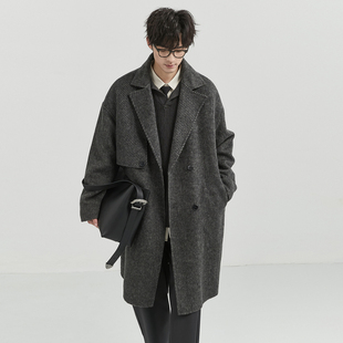 活页高级设计感伯爵卓尔25冬季 加厚外套 全羊毛双面呢大衣男中长款