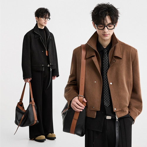 {立领假两件设计}伯爵卓尔2025秋季新款高级感仿麂皮绒夹克男外套