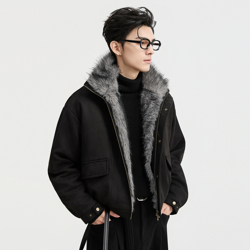 伯爵卓尔25深冬工装款立领座山雕羽绒服男士短款保暖针织夹克外套