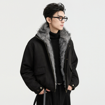 伯爵卓尔25深冬工装款立领座山雕羽绒服男士短款保暖针织夹克外套