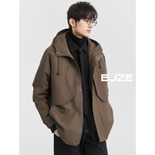 高级感连帽冲锋羽绒服男韩版 BJZE男装 24冬季 鸭绒保暖加厚休闲外套