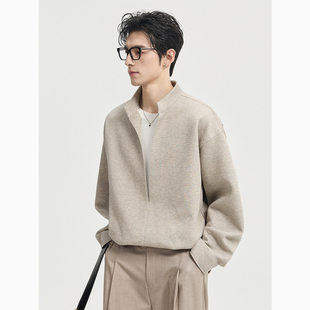 设计感宽松打底上衣 男时尚 伯爵卓尔26春季 假两件V领套头卫衣长袖