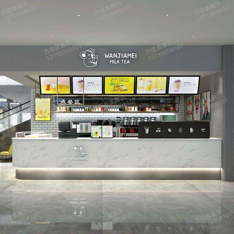 吧台定制奶茶店吧台收银台水吧酒吧圆弧大理石商用前台甜品店转角