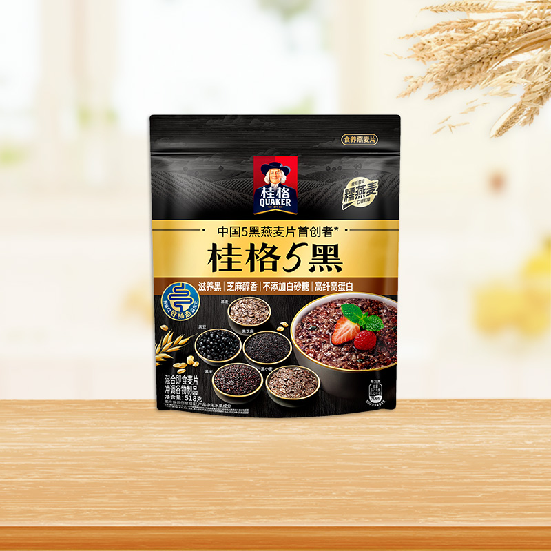 桂格5黑麦片黑芝麻黑豆黑米黑麦