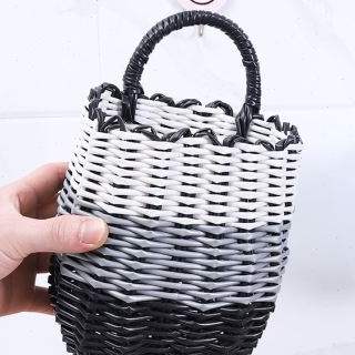 纯手工塑料编织花篮电动车自行车小挂篮浴室厨房桌面收纳单耳吊篮