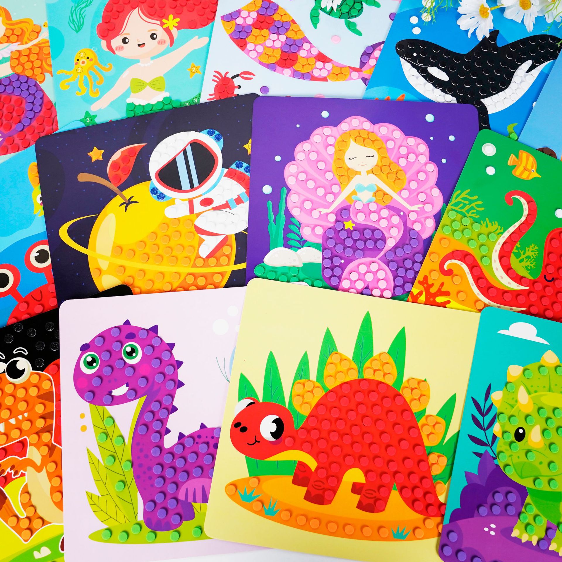 儿童eva马赛克粘贴画套装diy手工立体圆点拼图早教益智数字贴画