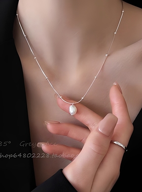 极简风巴洛克珍珠吊坠项链女气质