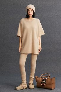 引领时尚 The 羊绒衫 宽松廓形加厚山羊绒中长短袖 潮流 row同款