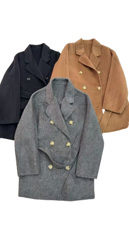 进口苏力绒大衣，经典短款801