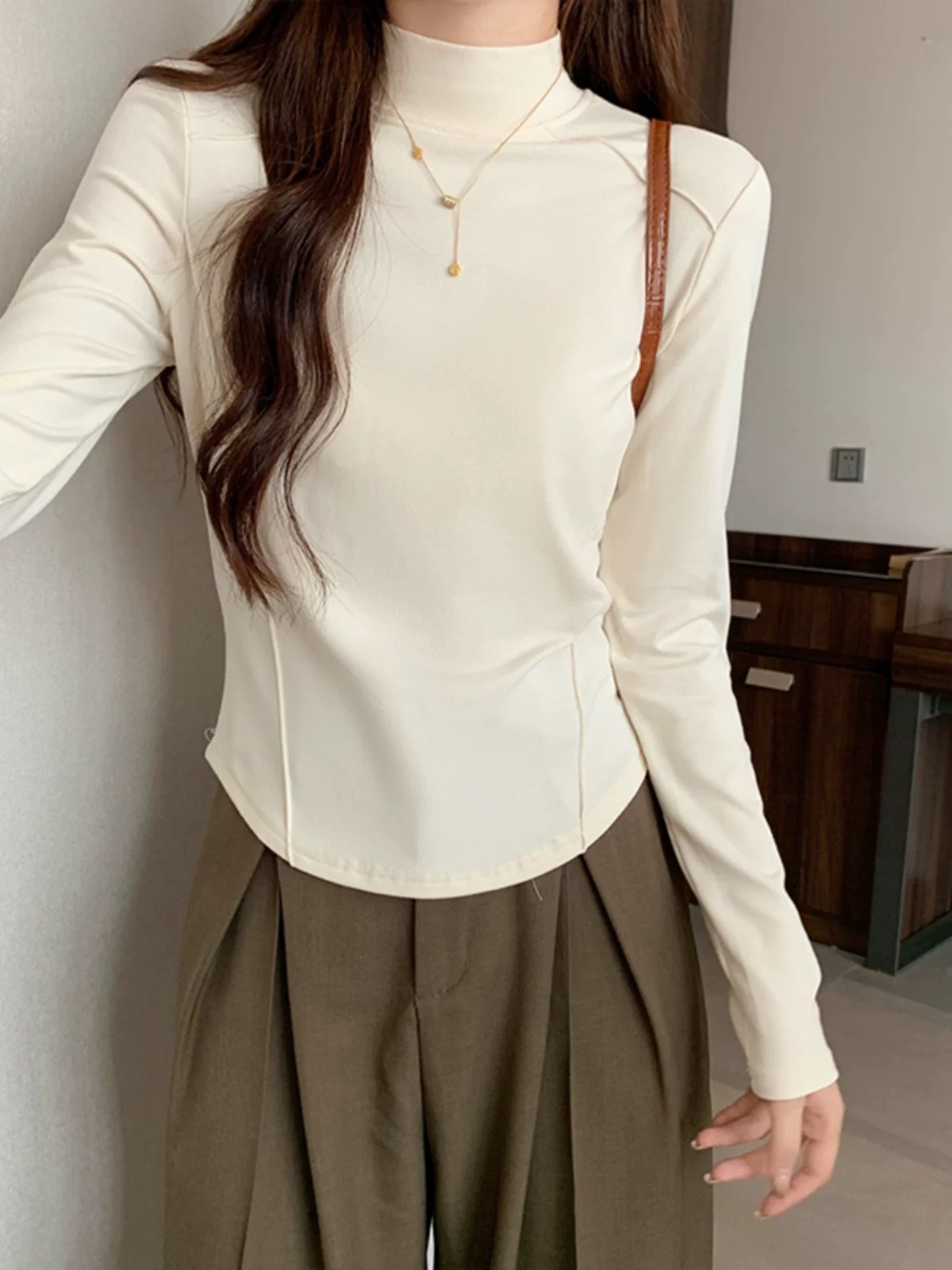 半高领蚕丝羊毛打底衫，内搭神器，太显瘦了